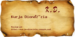 Kurja Dionízia névjegykártya